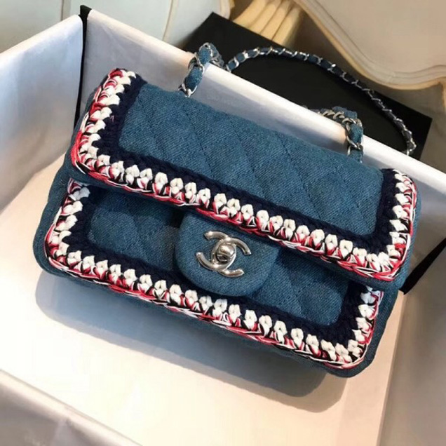 Chanel Denim/Braid Classic Mini Flap Bag Blue A69900 2018 Collection