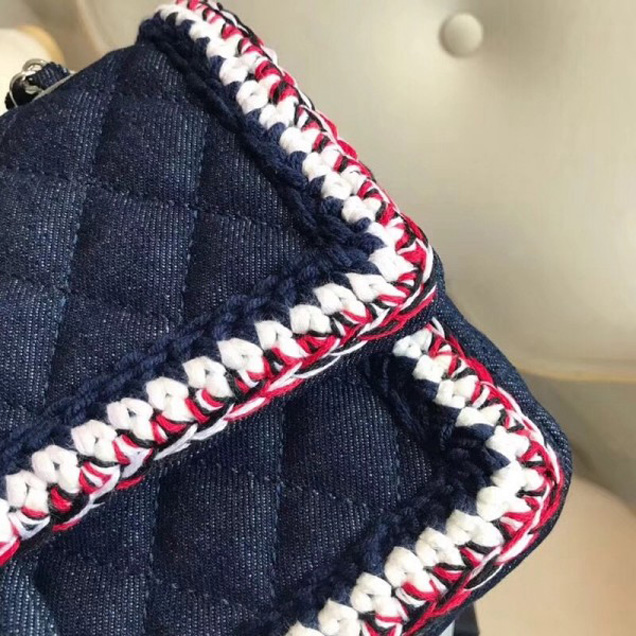Chanel Denim/Braid Classic Medium Flap Bag Navy Blue A57698 2018 Collection