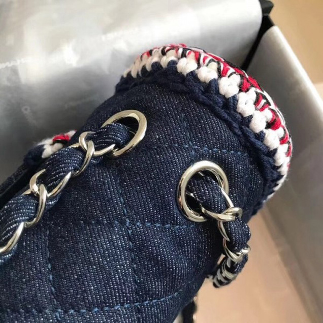 Chanel Denim/Braid Classic Medium Flap Bag Navy Blue A57698 2018 Collection