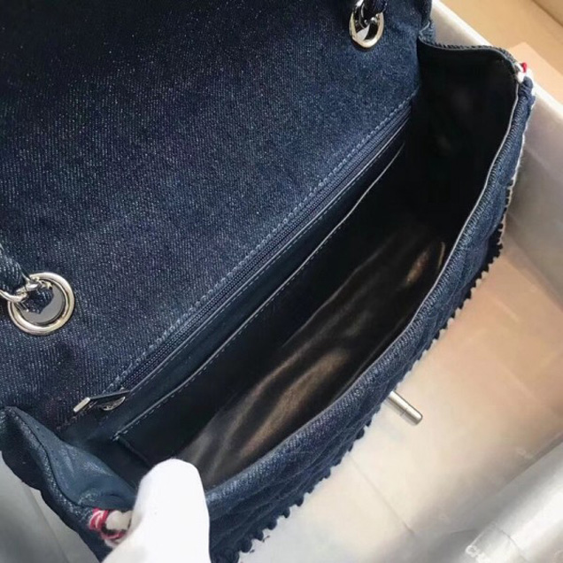 Chanel Denim/Braid Classic Medium Flap Bag Navy Blue A57698 2018 Collection