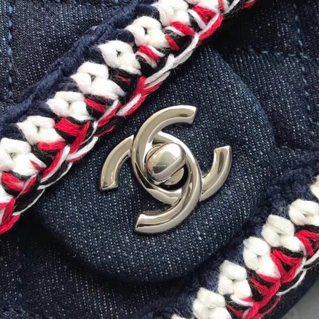 Chanel Denim/Braid Classic Medium Flap Bag Navy Blue A57698 2018 Collection