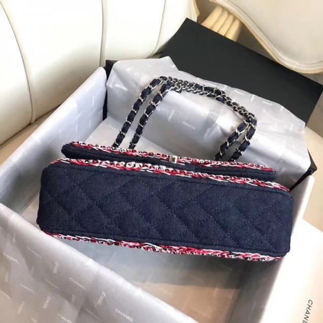 Chanel Denim/Braid Classic Medium Flap Bag Navy Blue A57698 2018 Collection