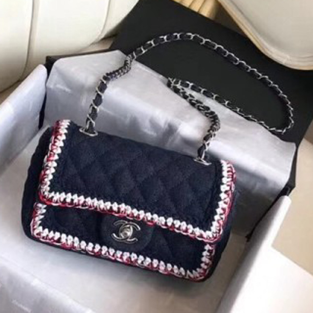 Chanel Denim/Braid Classic Mini Flap Bag Navy Blue A69900 2018 Collection