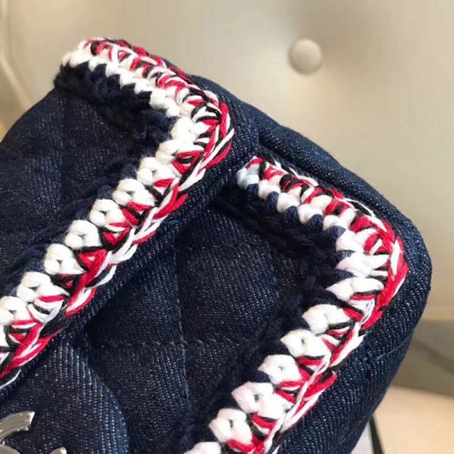 Chanel Denim/Braid Classic Mini Flap Bag Navy Blue A69900 2018 Collection