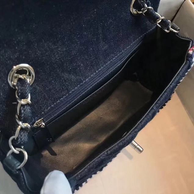 Chanel Denim/Braid Classic Mini Flap Bag Navy Blue A69900 2018 Collection