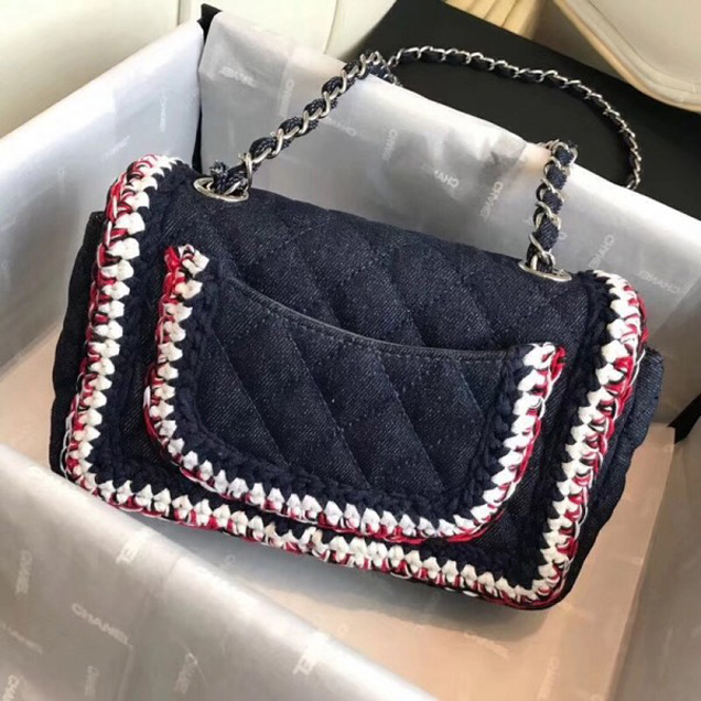 Chanel Denim/Braid Classic Mini Flap Bag Navy Blue A69900 2018 Collection