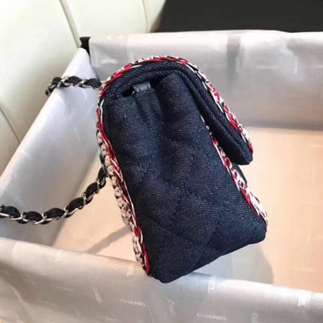 Chanel Denim/Braid Classic Mini Flap Bag Navy Blue A69900 2018 Collection
