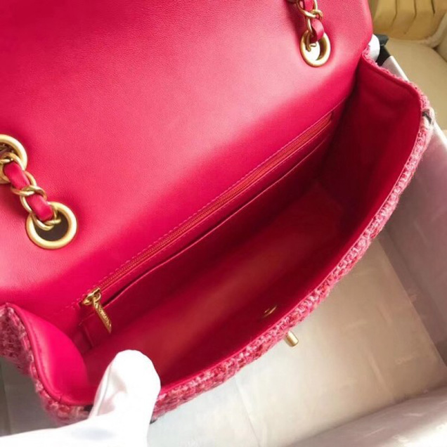 Chanel Tweed/Braid Classic Medium Flap Bag Rosy A57698 2018 Collection