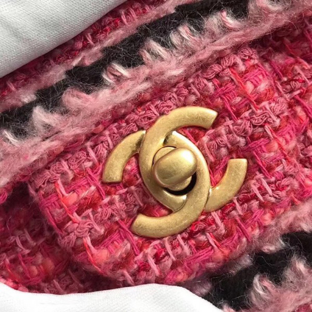 Chanel Tweed/Braid Classic Medium Flap Bag Rosy A57698 2018 Collection