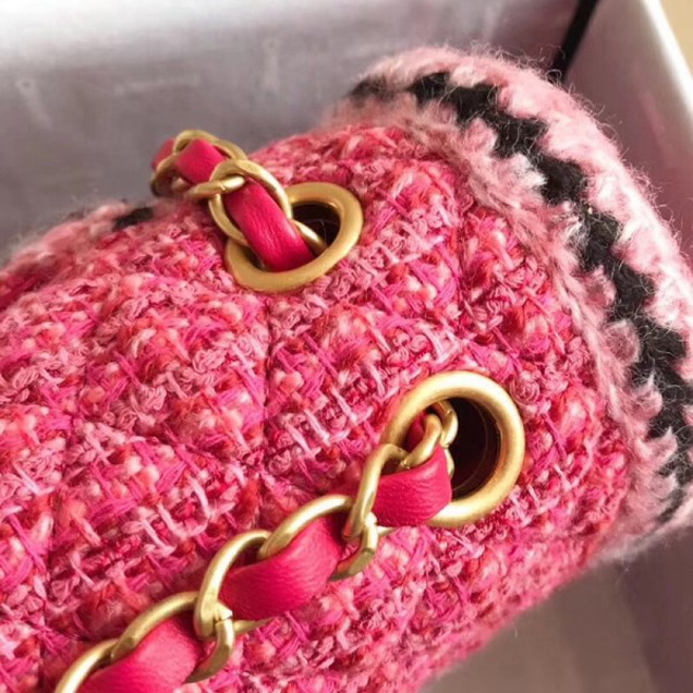 Chanel Tweed/Braid Classic Medium Flap Bag Rosy A57698 2018 Collection