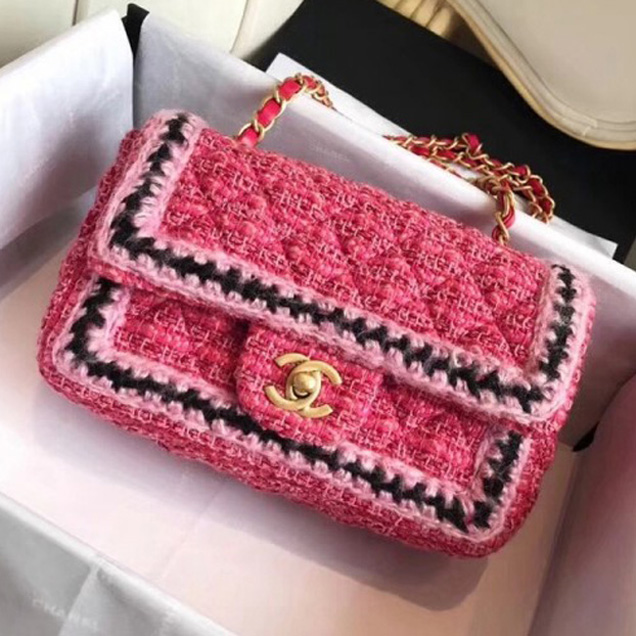 Chanel Tweed/Braid Classic Mini Flap Bag Rosy A69900 2018 Collection