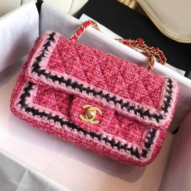 Chanel Tweed/Braid Classic Mini Flap Bag Rosy A69900 2018 Collection