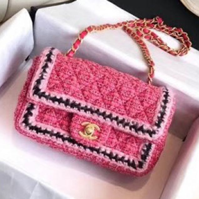 Chanel Tweed/Braid Classic Mini Flap Bag Rosy A69900 2018 Collection