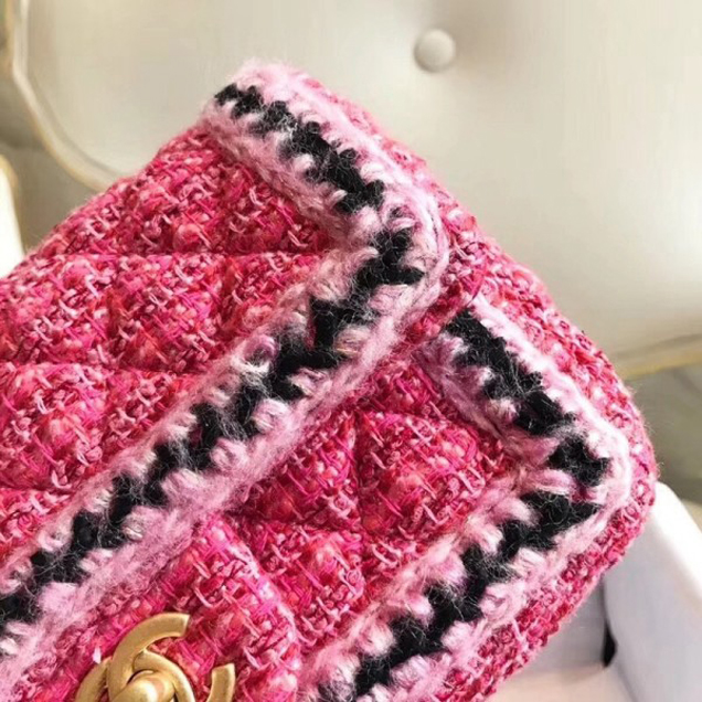 Chanel Tweed/Braid Classic Mini Flap Bag Rosy A69900 2018 Collection