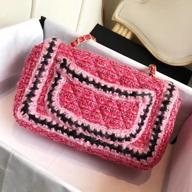 Chanel Tweed/Braid Classic Mini Flap Bag Rosy A69900 2018 Collection