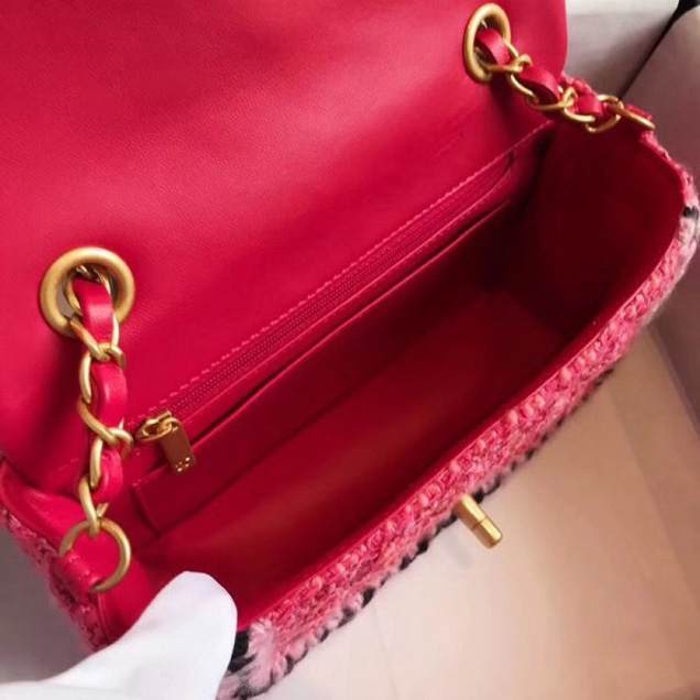 Chanel Tweed/Braid Classic Mini Flap Bag Rosy A69900 2018 Collection