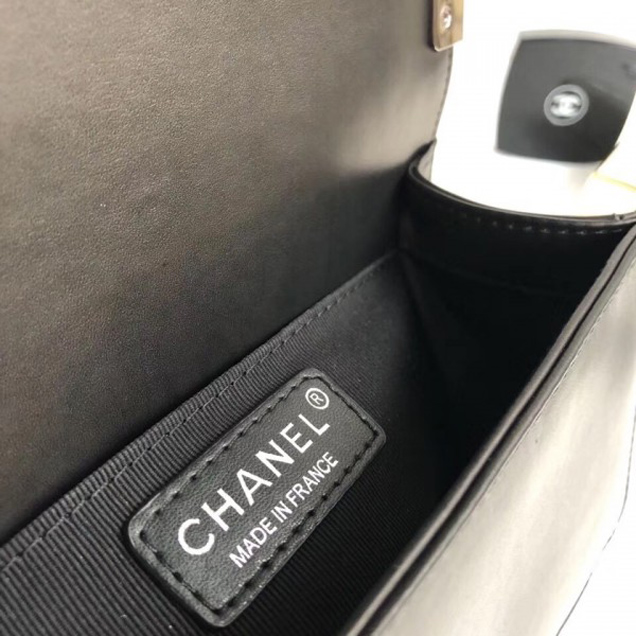 Chanel Tweed Pearls Small Boy Flap Bag Black/Navy Blue 2018