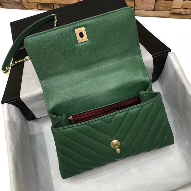 Chanel Small Flap Bag with Top Handle A92990 green