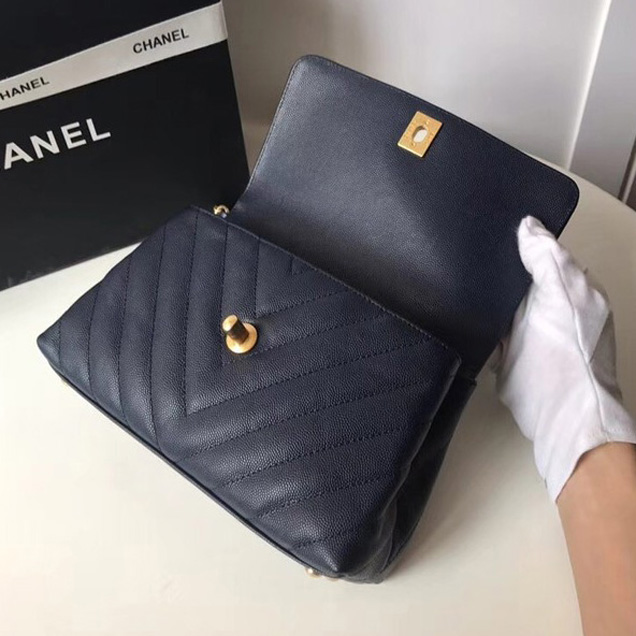 Chanel Small Flap Bag with Top Handle A92991 Dark blue