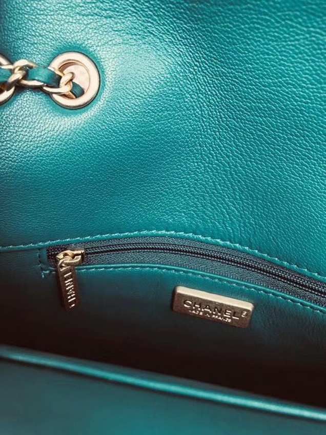 Chanel Original Flap Bag Python Lambskin Gold-Tone Metal A57277 Green