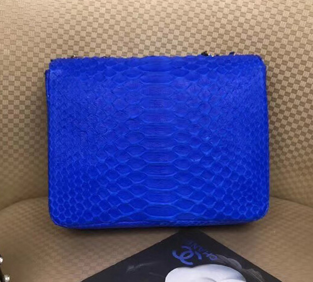 Chanel Original Flap Bag Python Lambskin Gold-Tone Metal A57277 Blue