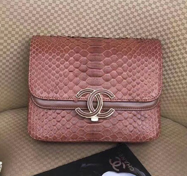 Chanel Original Flap Bag Python Lambskin Gold-Tone Metal A57277 Pink