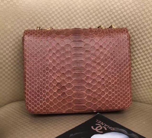 Chanel Original Flap Bag Python Lambskin Gold-Tone Metal A57277 Pink