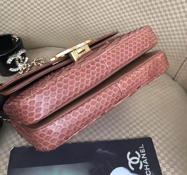 Chanel Original Flap Bag Python Lambskin Gold-Tone Metal A57277 Pink