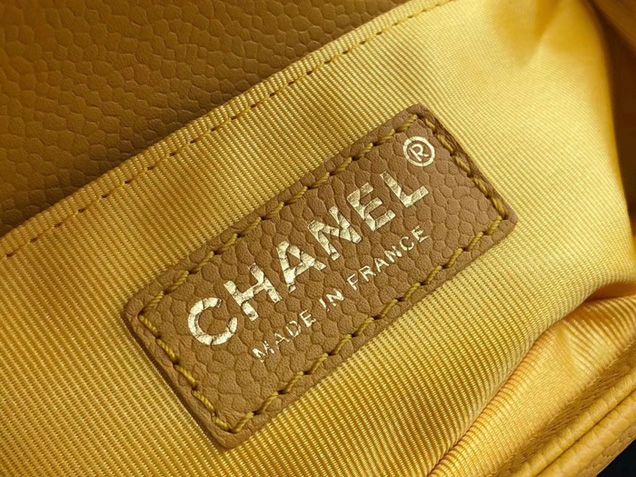 Chanel Small Le Boy Flap Bag Yellow Grained Calfskin Gold-Tone Metal