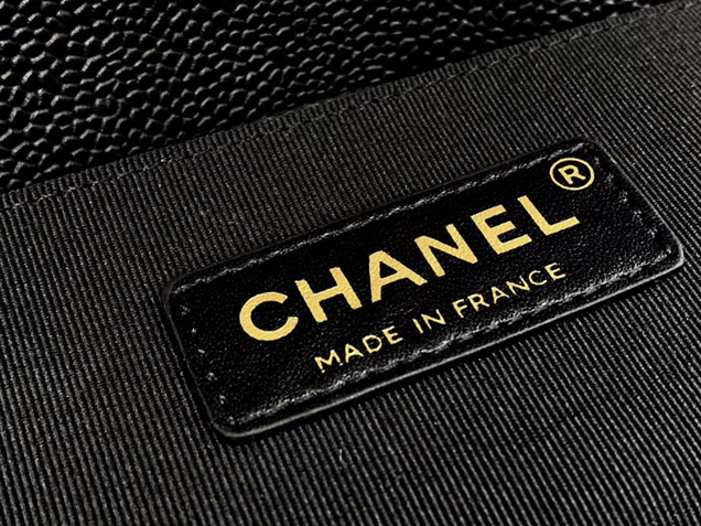 Chanel Medium Le Boy Flap Bag Black Grained Calfskin Gold-Tone Metal