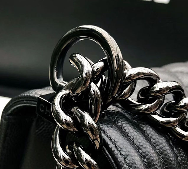 Chanel Medium Le Boy Flap Bag Black Grained Calfskin Black-Tone Metal