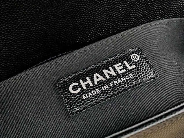 Chanel Medium Le Boy Flap Bag Black Grained Calfskin Black-Tone Metal