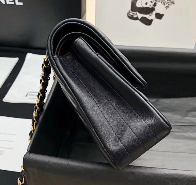 Chanel Chevron Classic Flap Bag Black Lambskin Gold-Tone Metal