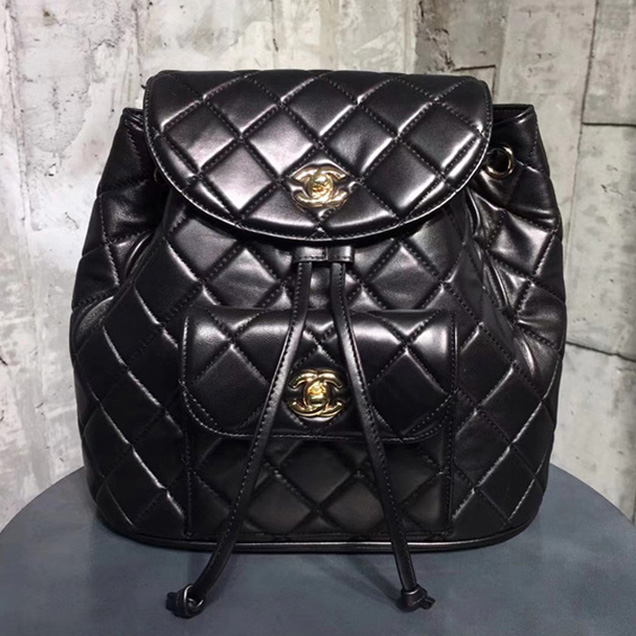 Chanel Quilted CC Leather Vintage Backpack A88792 Black 2018