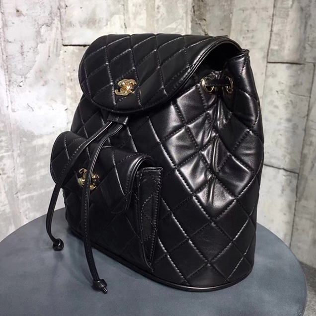 Chanel Quilted CC Leather Vintage Backpack A88792 Black 2018
