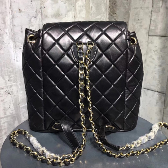 Chanel Quilted CC Leather Vintage Backpack A88792 Black 2018