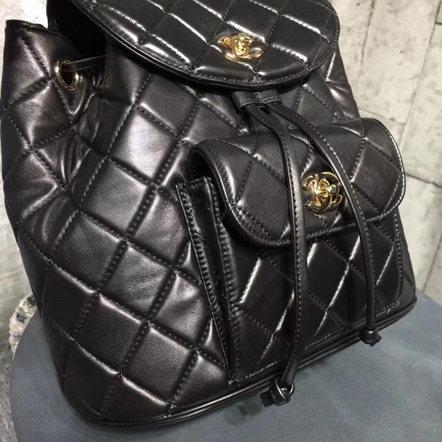 Chanel Quilted CC Leather Vintage Backpack A88792 Black 2018