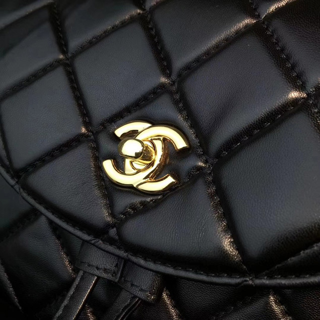 Chanel Quilted CC Leather Vintage Backpack A88792 Black 2018