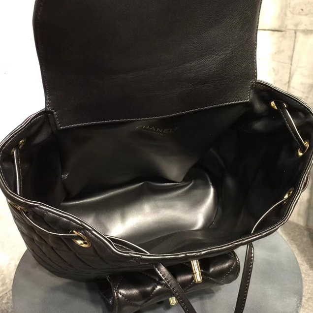 Chanel Quilted CC Leather Vintage Backpack A88792 Black 2018