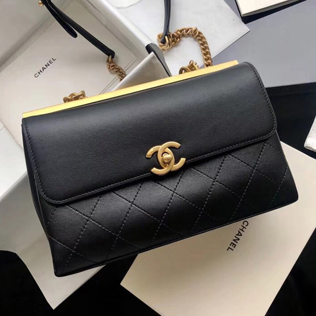 Chanel Lambskin Coco Luxe Large Flap Bag A57087 Black 2018