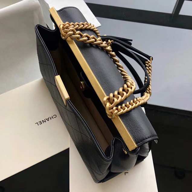 Chanel Lambskin Coco Luxe Large Flap Bag A57087 Black 2018