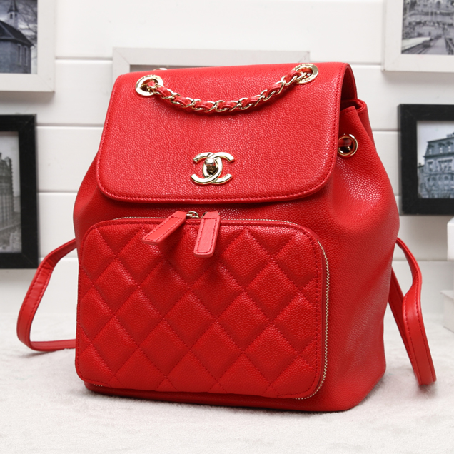 Chanel Grained Calfskin Business Affinity Backpack Bag A93748 Red