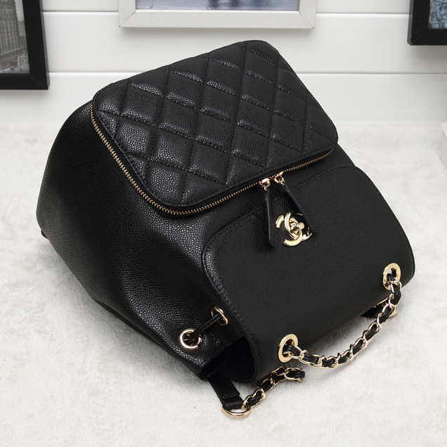 Chanel Grained Calfskin Business Affinity Backpack Bag A93748 Black