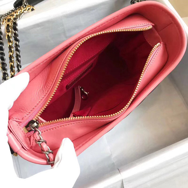 Chanel Aged Chevron Calfskin Gabrielle Small Hobo Bag A91810 Blue Black Pink 2018