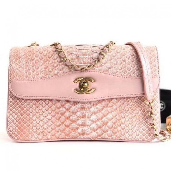 Chanel Python Leather Daily Companion Medium Flap Bag Pink 2018 Collection