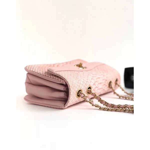 Chanel Python Leather Daily Companion Medium Flap Bag Pink 2018 Collection