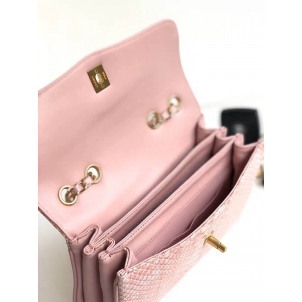 Chanel Python Leather Daily Companion Medium Flap Bag Pink 2018 Collection