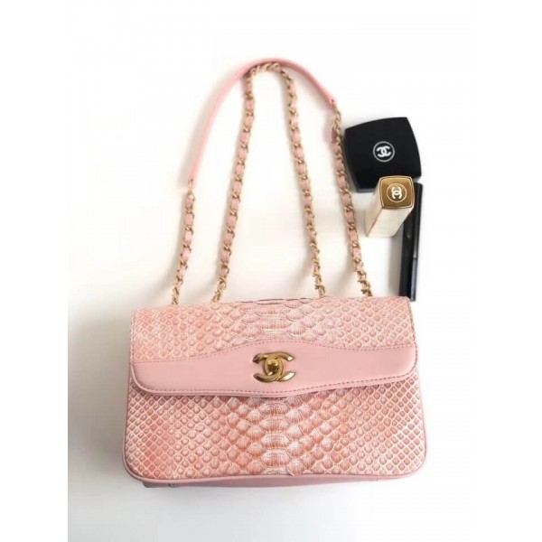 Chanel Python Leather Daily Companion Medium Flap Bag Pink 2018 Collection