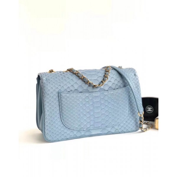 Chanel Python Leather Daily Companion Medium Flap Bag Light Blue 2018 Collection