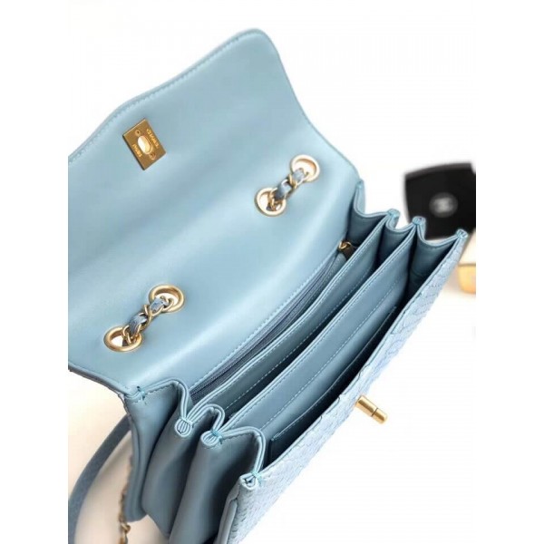 Chanel Python Leather Daily Companion Medium Flap Bag Light Blue 2018 Collection